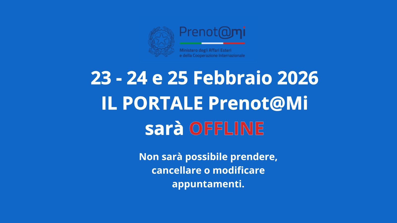 prenotami offline (Publication Twitter)