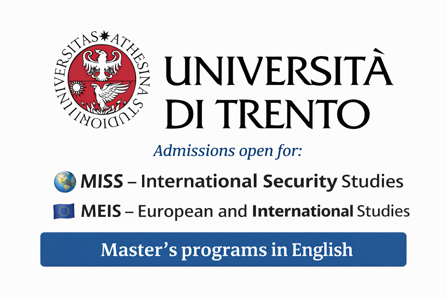 uni trento master in english